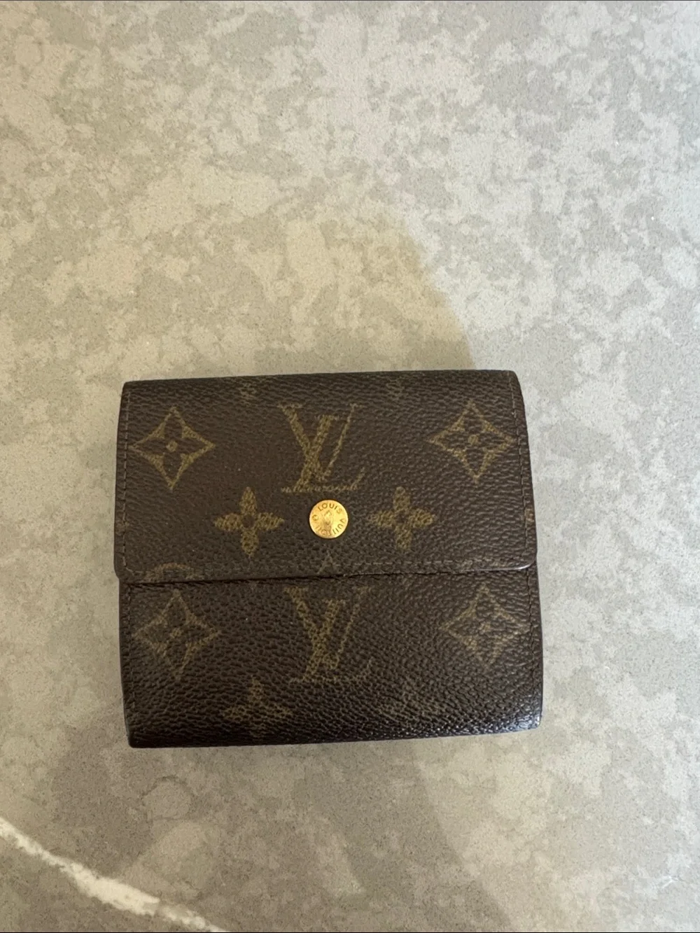 Louis Vuitton Monogram Small Fold Card Holder in Brown with Gold Snap